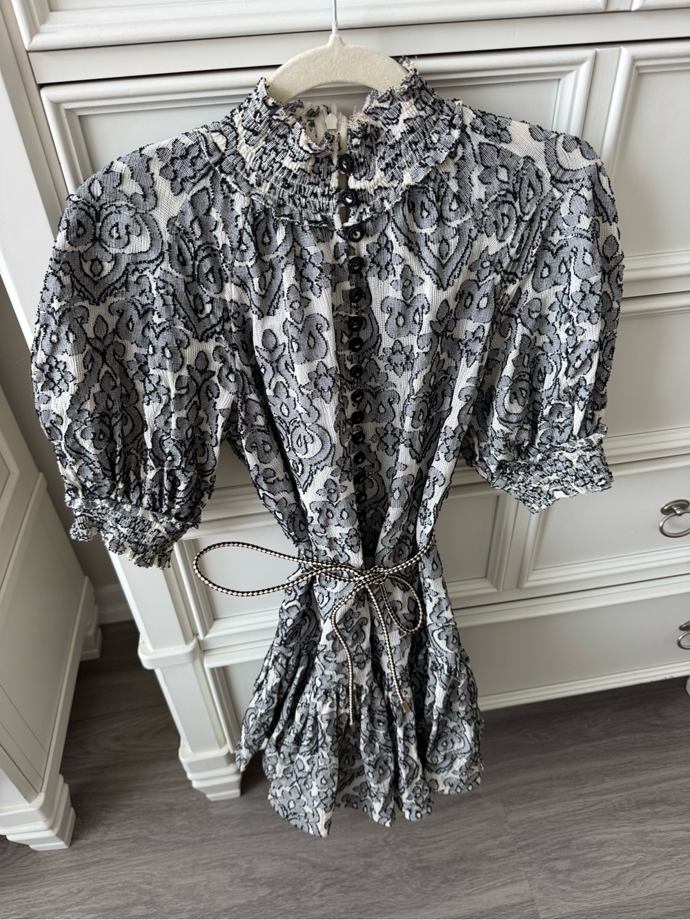 Zimmermann Black and White Printed Mini Dress